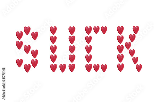 The word suck spelled in heart emoji