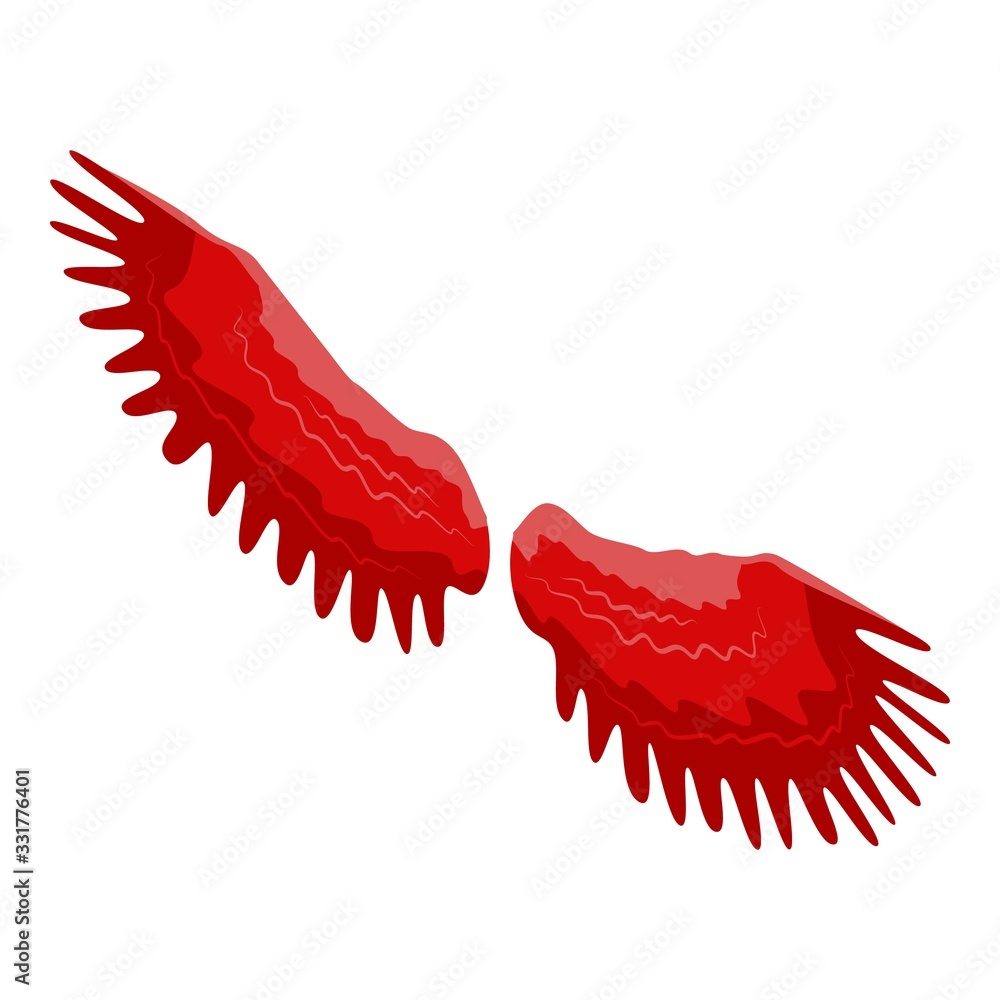 Red wings icon. Isometric of red wings vector icon for web design isolated on white background