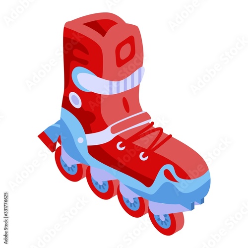 Red inline skates icon. Isometric of red inline skates vector icon for web design isolated on white background