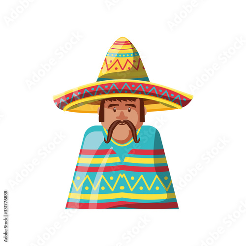 man in typical mexican costume on white background
