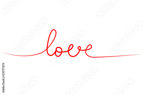 EPS 10 vector. Love written by one line on white background.