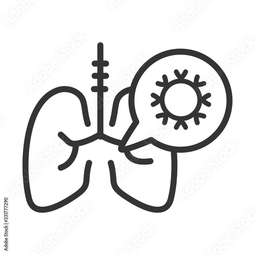 virus covid 19 pandemic sick lungs infection line style icon