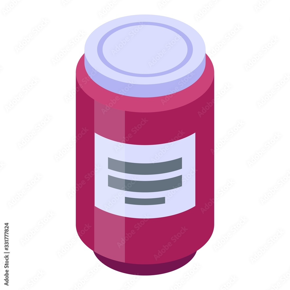 Mangosteen jam jar icon. Isometric of mangosteen jam jar vector icon for web design isolated on white background Mangosteen jam jar icon. Isometric of mangosteen jam jar vector icon for web design isolated on white background