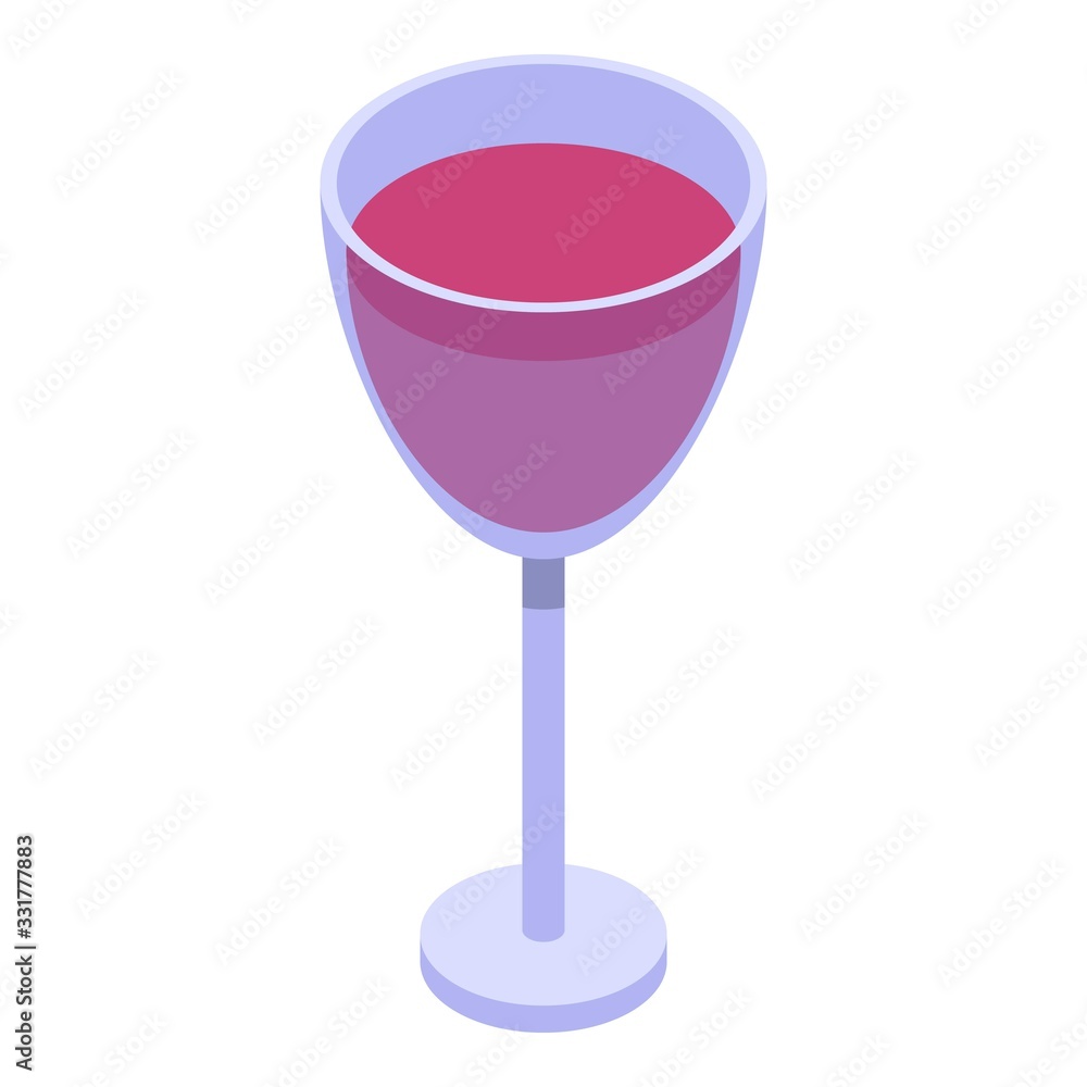 Mangosteen wine glass icon. Isometric of mangosteen wine glass vector icon for web design isolated on white background Mangosteen wine glass icon. Isometric of mangosteen wine glass vector icon for web design isolated on white background