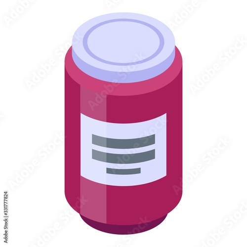 Mangosteen jam jar icon. Isometric of mangosteen jam jar vector icon for web design isolated on white background