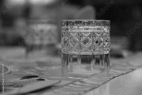 crystal cup on the table - black and white
