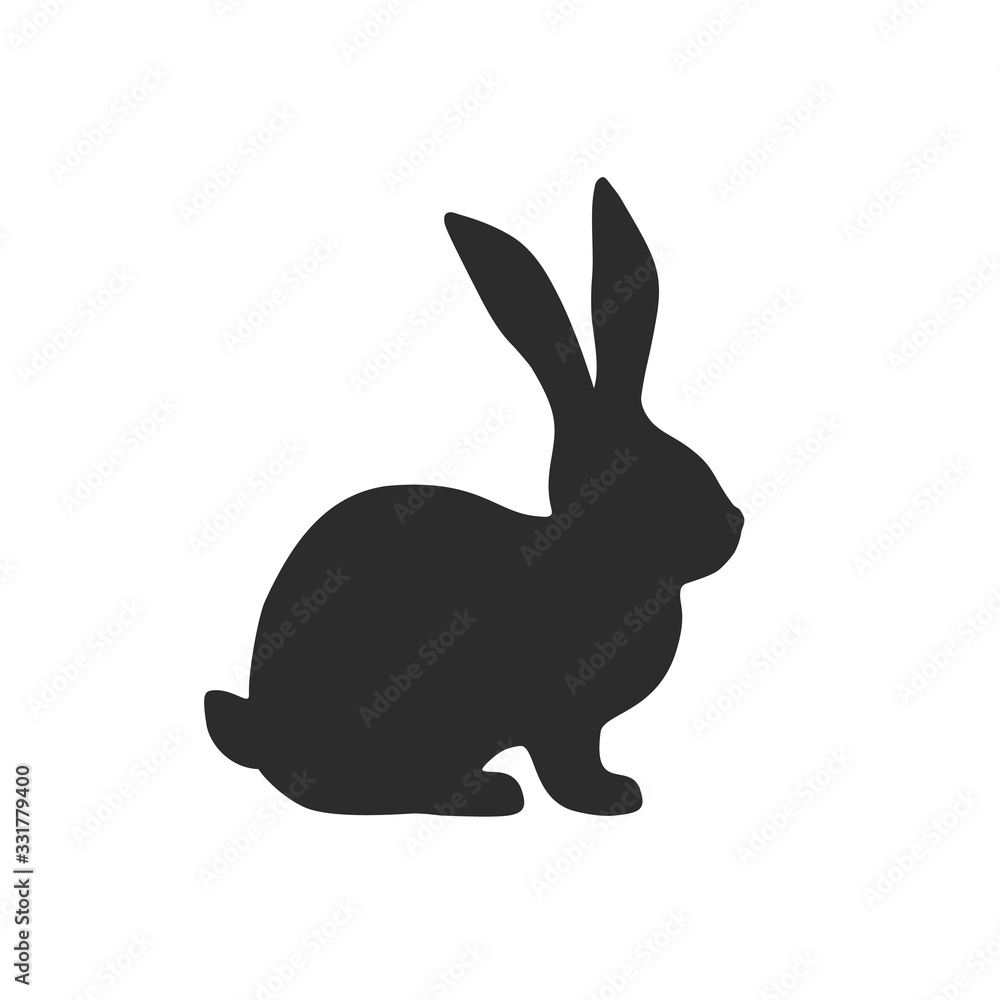 Black Rabbit Silhouette on white Background - Vector Black Rabbit Silhouette on white Background - Vector
