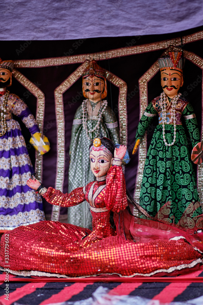 Traditional Rajasthani doll dance puppet show (Kathputli dance) in