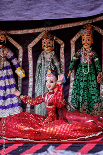 Принти на полотні Traditional Rajasthani doll dance puppet show (Kathputli dance) in Jaipur, Rajas