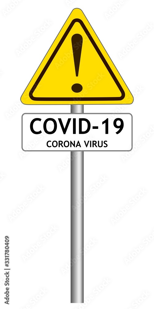 gelbes Achtung Corona Virus Schild freigestellt gelbes Achtung Corona Virus Schild freigestellt