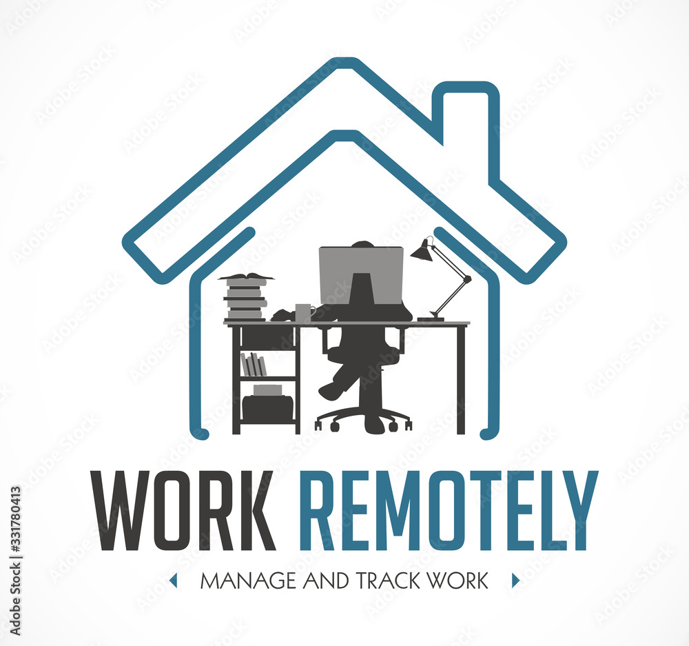 Work Remotely concept - stay at home and work -  jobs for freelancers  - obrazy, fototapety, plakaty 