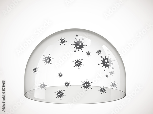 Virus defence concept - Glass dome as antivirus barrier - Corona Virus   