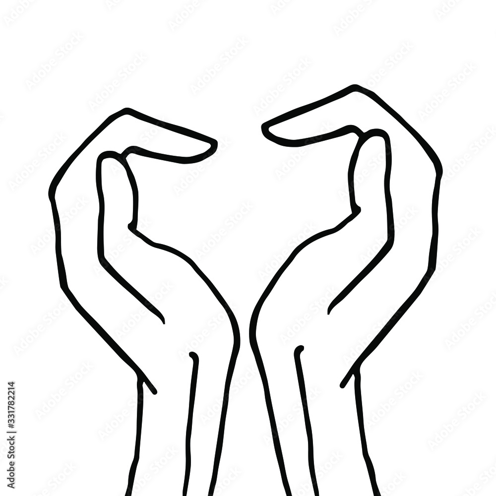 Naklejka premium Vector black hand drawn doodle sketch love heart arms sign isolated on white background