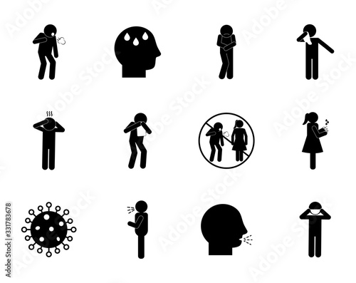 Covid 19 silhouette style icon set vector design
