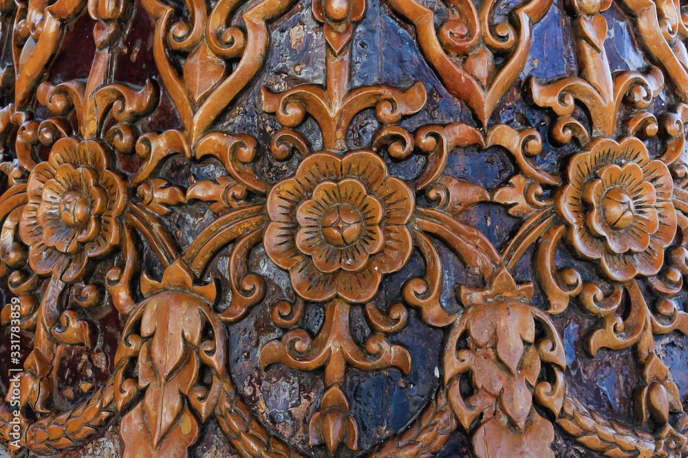 Carved Thai on the wood in doi suthep chiang mai thailand