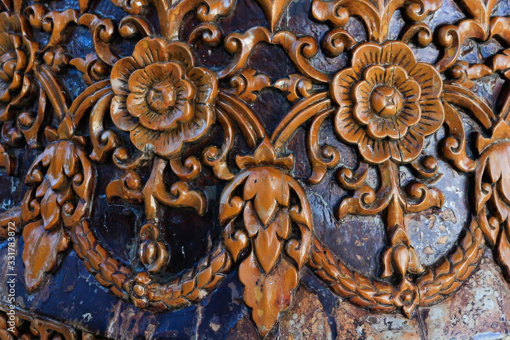 Carved Thai on the wood in doi suthep chiang mai thailand Carved Thai on the wood in doi suthep chiang mai thailand