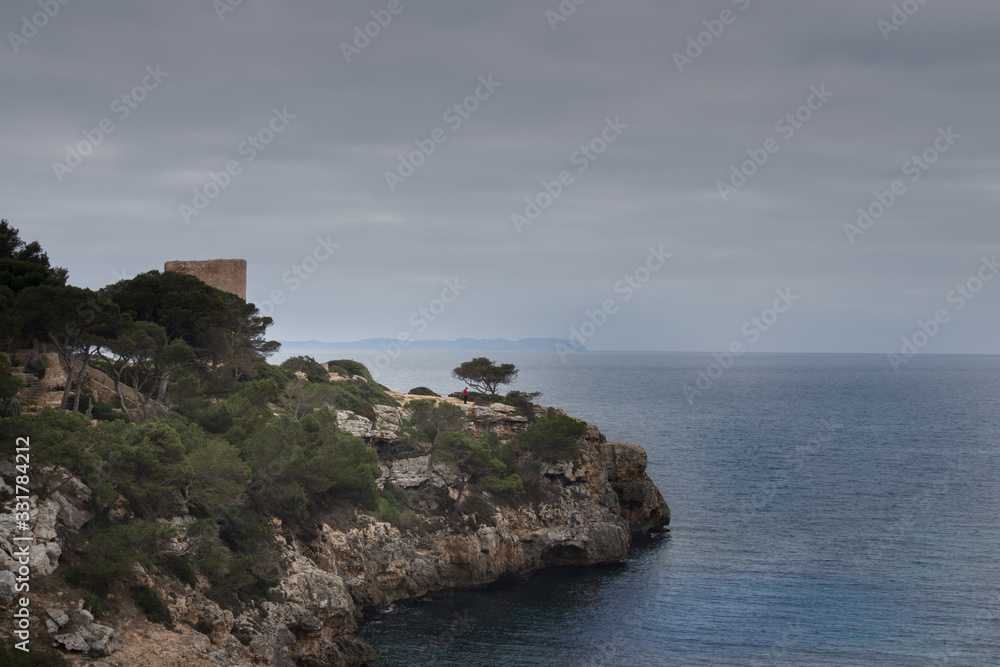 The coast of Mallorca, Balearic Islands, Spain. Nature landscape of sea and mountain.