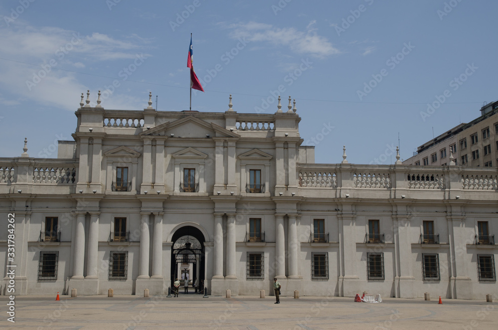 Obraz premium La Moneda Palace in the The Constitution Square.