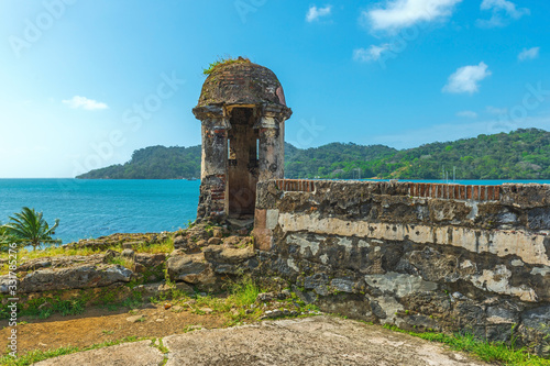 The Spanish fortress of Santiago built to protect the harbor of Portobelo against pirate incursions. Located in the city of Portobelo by the Caribbean Sea in Panama.