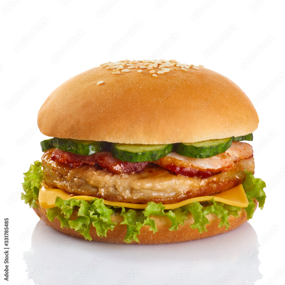 Appetizing burger isolated on white background Appetizing burger isolated on white background