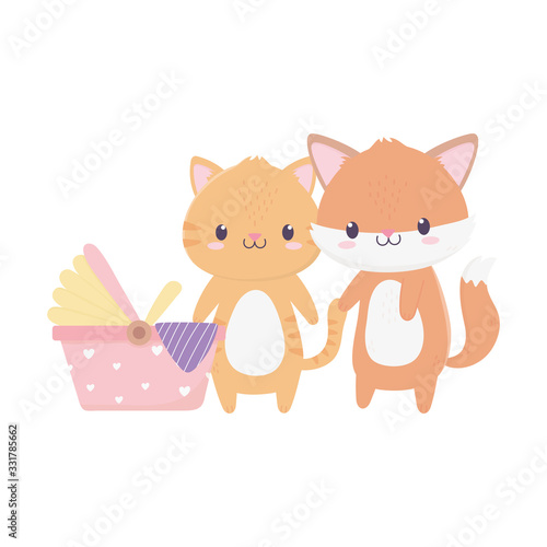 baby shower fox tiger and pram cartoon decoration