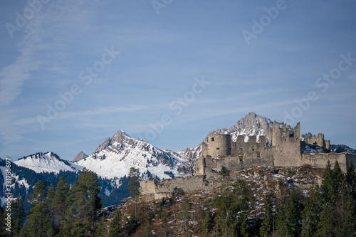 Old medieval castle in the mountains in the Alps in Germany