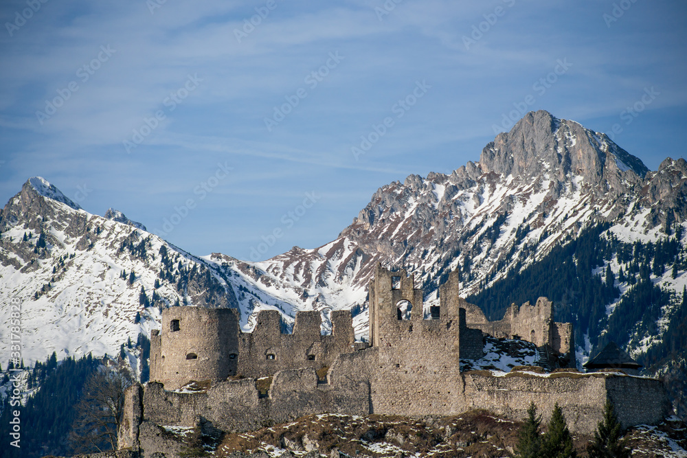 Old medieval castle in the mountains in the Alps in Germany