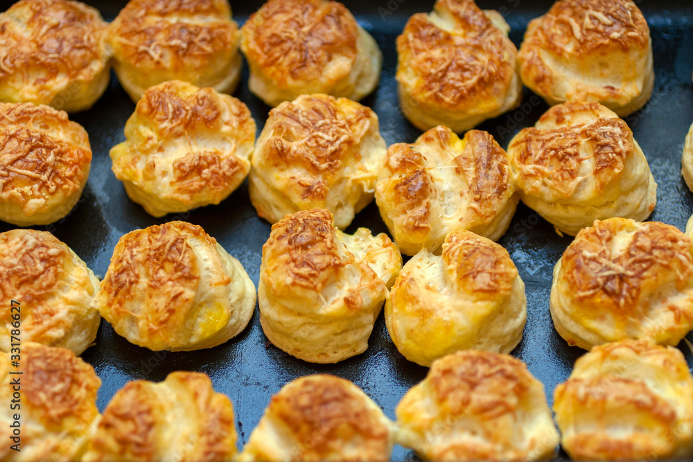 Close up shot of home made baked scones