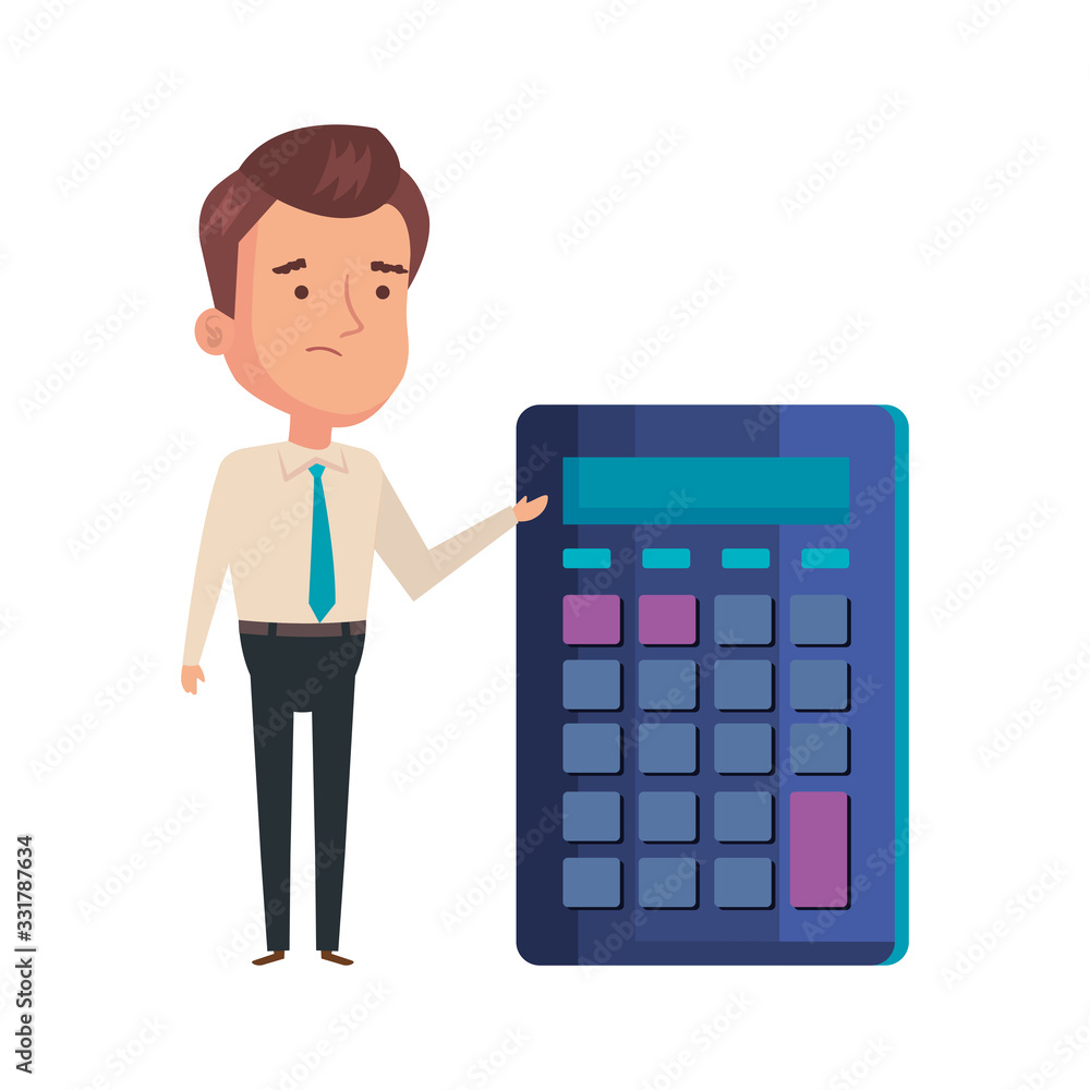 calculator math with businessman isolated icon vector illustration design calculator math with businessman isolated icon vector illustration design
