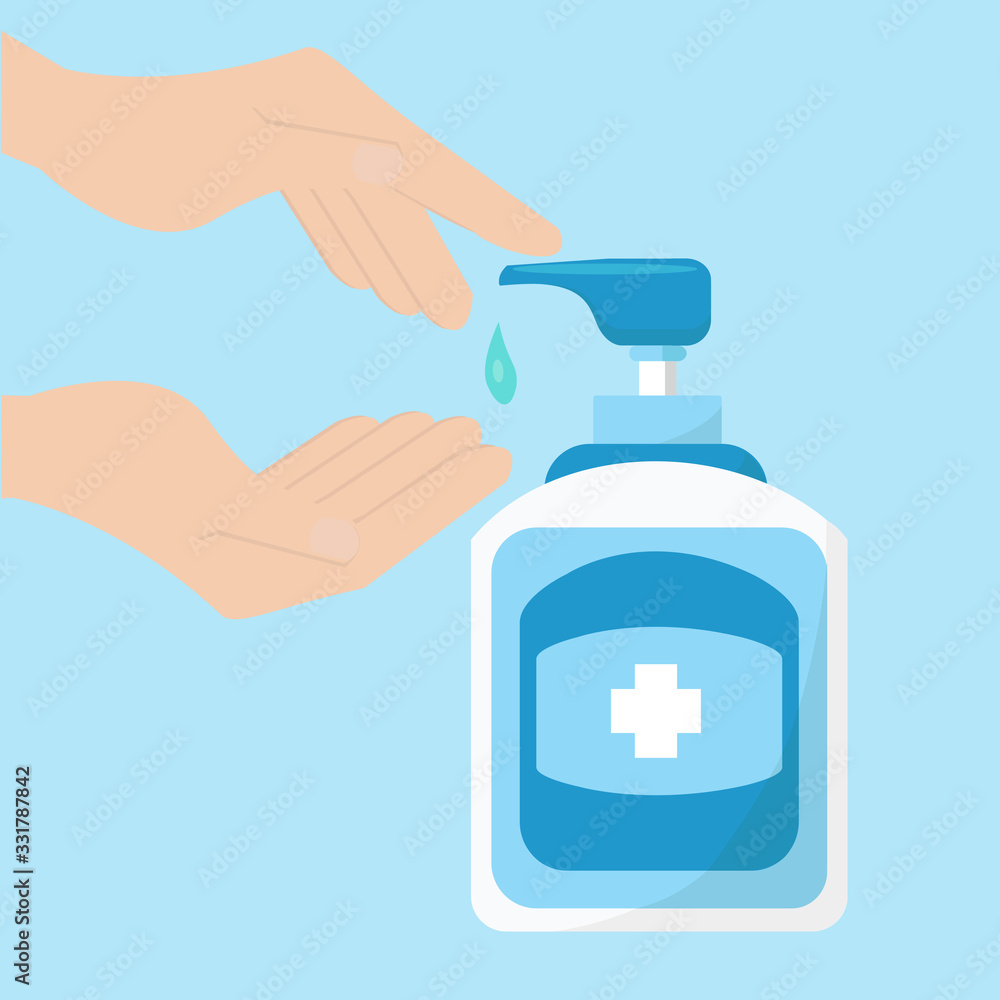 Hand sanitizer,vector hand sanitizer symbol / alcohol bottle for hygiene. Alcohol rub sanitizers kill most bacteria and stop some viruses such as coronavirus.hand sanitation concept banner Hand sanitizer,vector hand sanitizer symbol / alcohol bottle for hygiene. Alcohol rub sanitizers kill most bacteria and stop some viruses such as coronavirus.hand sanitation concept banner