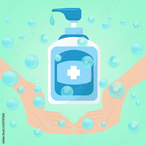 Hand sanitizer,vector hand sanitizer symbol / alcohol bottle for hygiene. Alcohol rub sanitizers kill most bacteria and stop some viruses such as coronavirus.