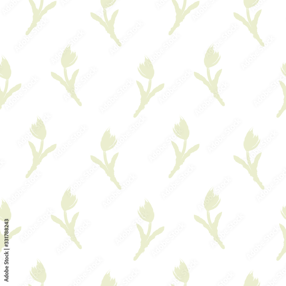Seamless flower pattern in vector. Tulip flowers, minimalistic background for interior decoration, Wallpaper, fabric