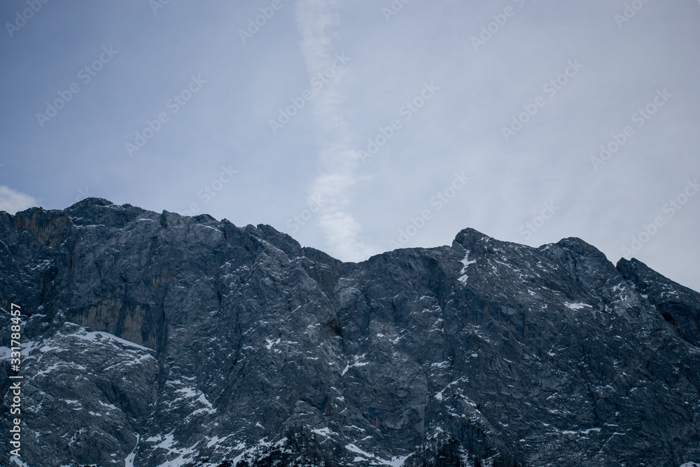 High alpine mountains with snow in Germany and blue beautiful sky High alpine mountains with snow in Germany and blue beautiful sky