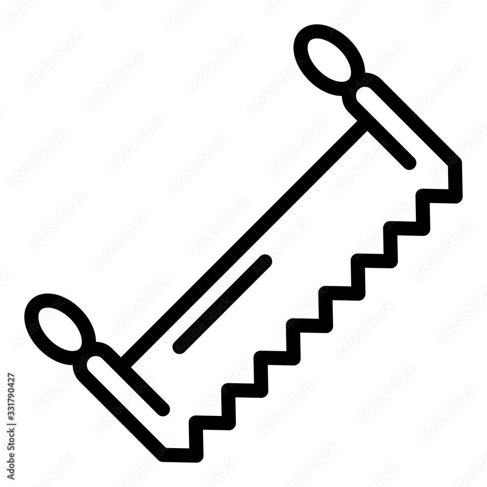 Linear hand saw icon. Outline linear hand saw vector icon for web design isolated on white background Linear hand saw icon. Outline linear hand saw vector icon for web design isolated on white background