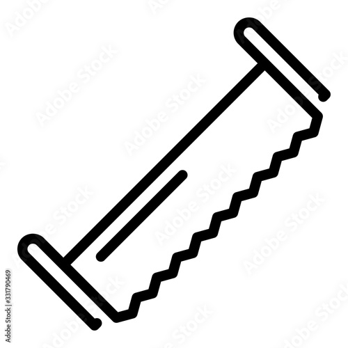 Double hand saw icon. Outline double hand saw vector icon for web design isolated on white background