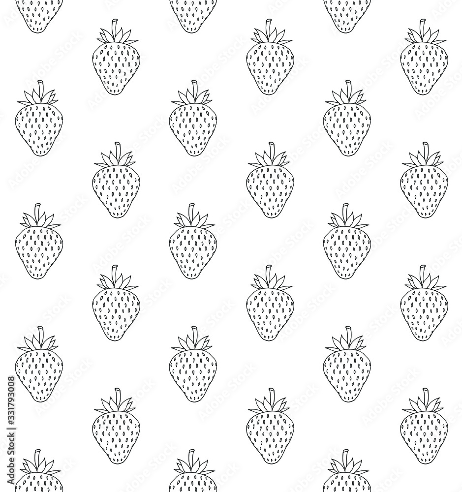 Vector seamless pattern of hand drawn doodle sketch strawberry isolated on white background Vector seamless pattern of hand drawn doodle sketch strawberry isolated on white background