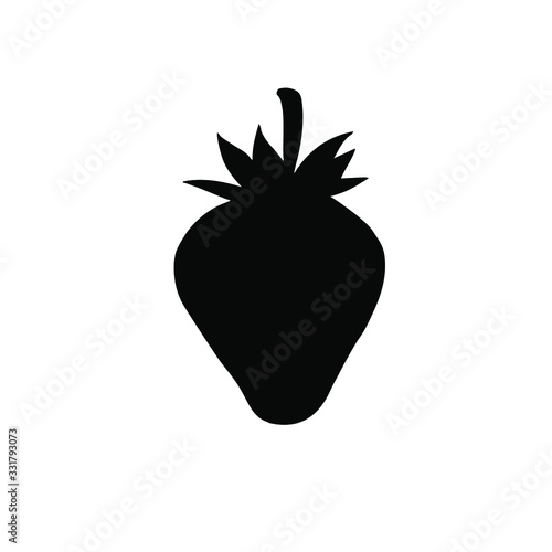 Vector black strawberry silhouette isolated on white background