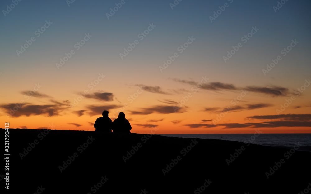 Silhouette Sunset with Father Daughter