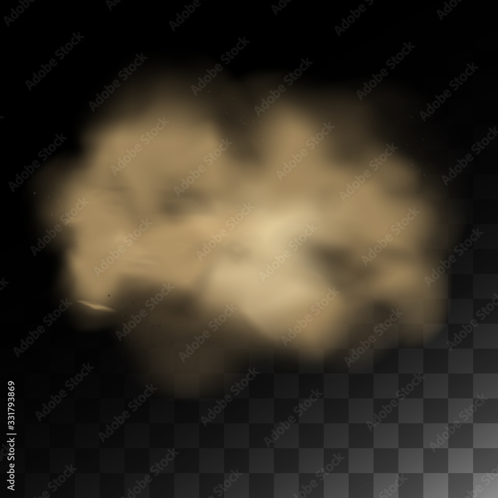 Cloud of dust, sand tornado with dirt, smell smog, dust cloud with ...