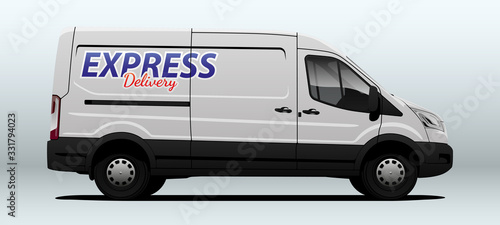 White van for transportation in vector.