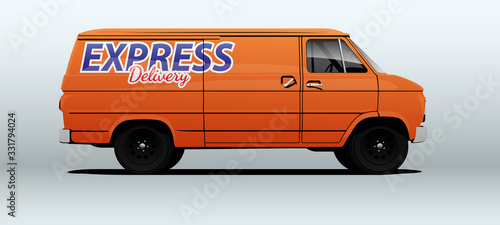 Delivery van. Vintage car in vector.