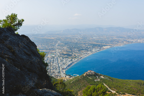 Panoramic view of Loutraki and Aegean sea, Greece in a summer day photo