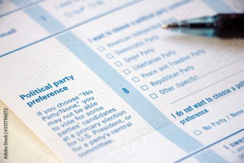 Voter Registration Form - Political Party Preference