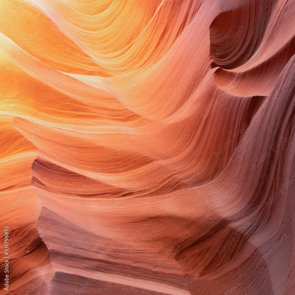 Abstract colorful waves in famous Antelope Canyon, Arizona near Page, USA - backround sandstone waves