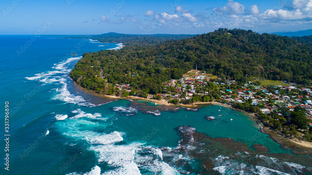 Aerial View to Puerto Viejo a caribbean Town in Costa Rica