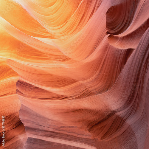Abstract colorful waves in famous Antelope Canyon, Arizona near Page, USA - backround sandstone waves