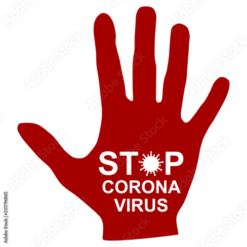 rote Hand Stop Corona Virus Silhouette