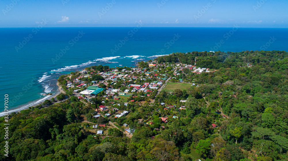Aerial View to Puerto Viejo a Caribbean Town in Costa Rica at the Caribbean