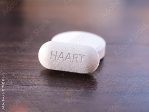 Medicine for treatment HIV infection. HIV/AIDS HAART - highly active retroviral therapy Treatment multiple antiretroviral drug. Medical concept for AIDS medications and pharmaceutical