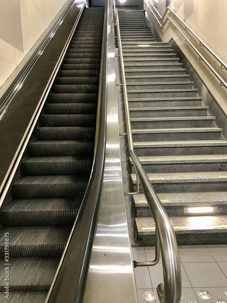 Empty stairs and escalators in subway station Empty stairs and escalators in subway station